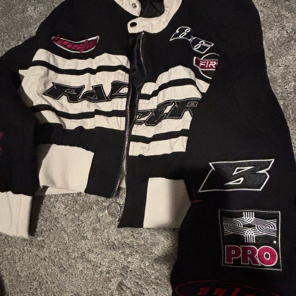 Kids Black and White Racing Jacket
